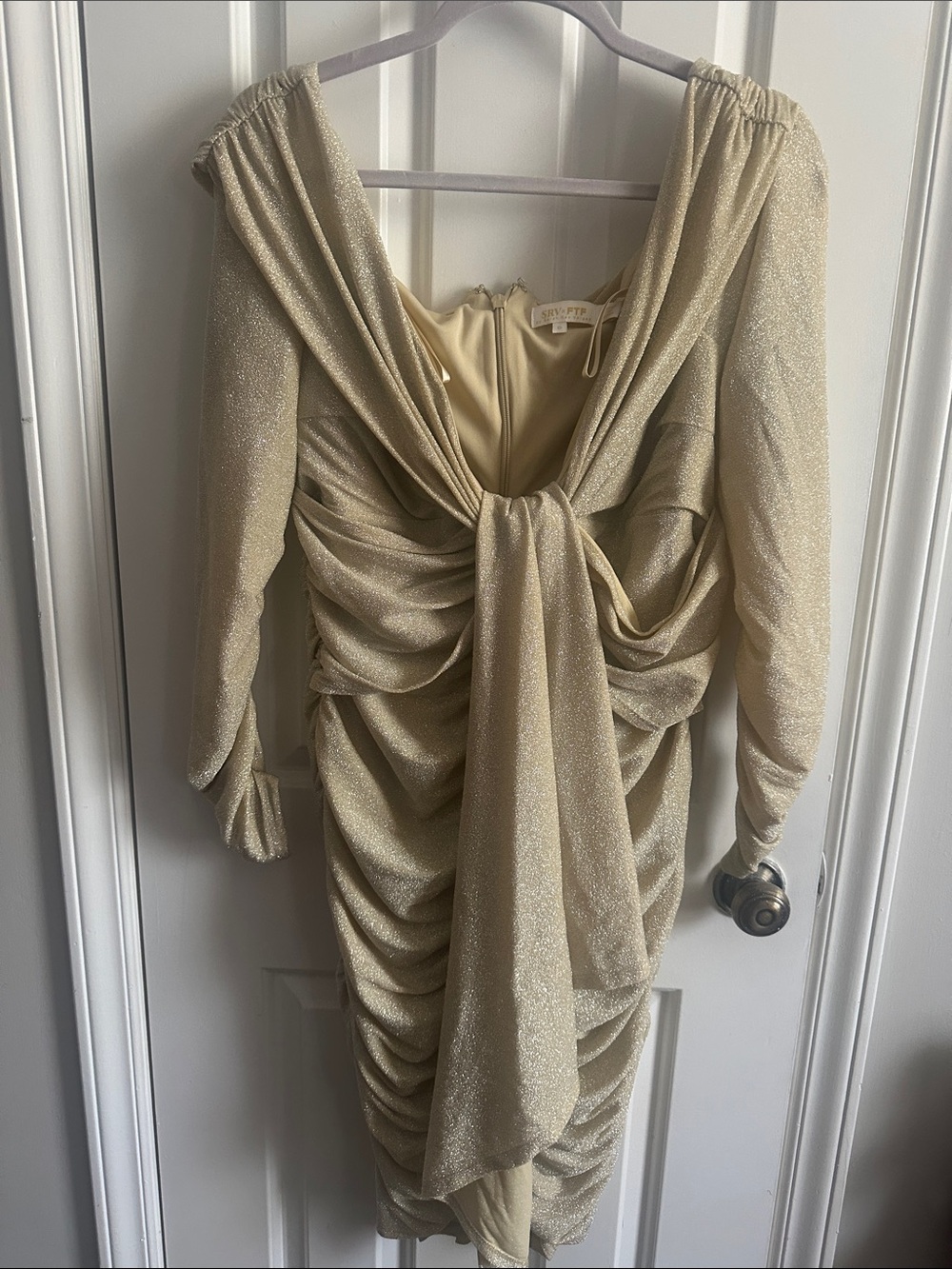 Fashion to Figure Shimmering Champagne Gold Midi Dress